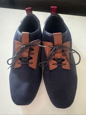 Cole Haan Navy Knit Sneakers with Brown Accents